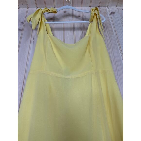 NWT Lulus Summer Invite Yellow Tie-Strap Tiered Midi Dress Ruffled Size XL - Picture 5 of 8